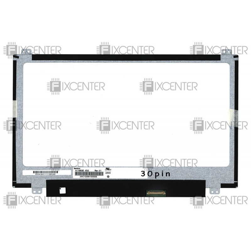 Матрица (экран) 11.6" матовая (1366×768, 30pin eDP, LED, Slim) HD крепления сверхуснизу, 30pin, 11.6", Матовое, 1366x768, LED, Slim