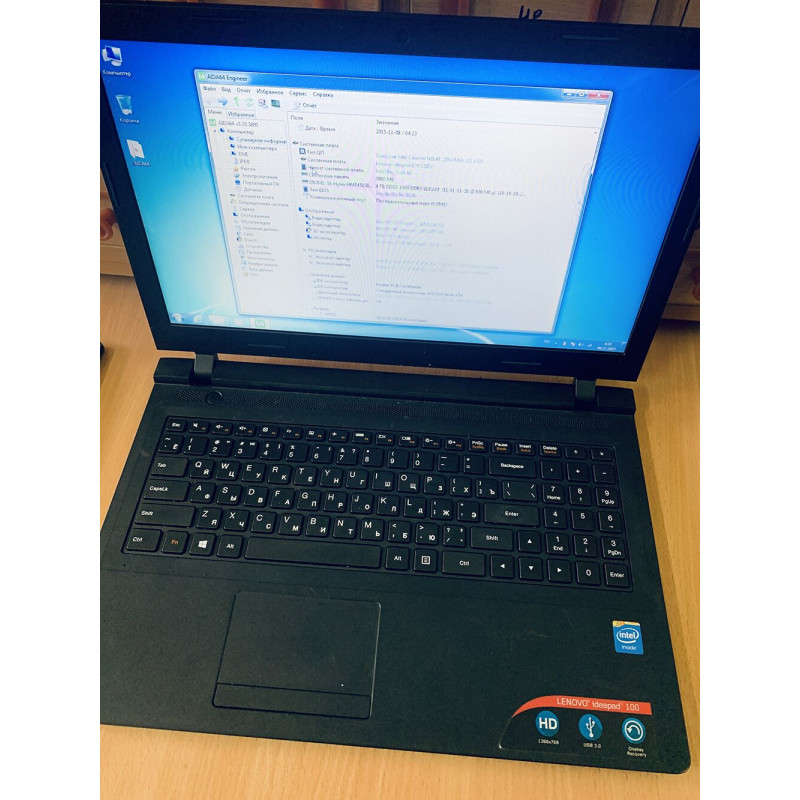 Ноутбук Lenovo 100-15IBY / 15.6" TN / HD 1366*768 / Intel Celeron N2840 2 ядра / DDR3 4Gb / HDD 320Gb / HD Graphics / Wi-Fi / Card-reader / Web-cam, Нет, Lenovo, 15.6", Intel, Интегрированная
