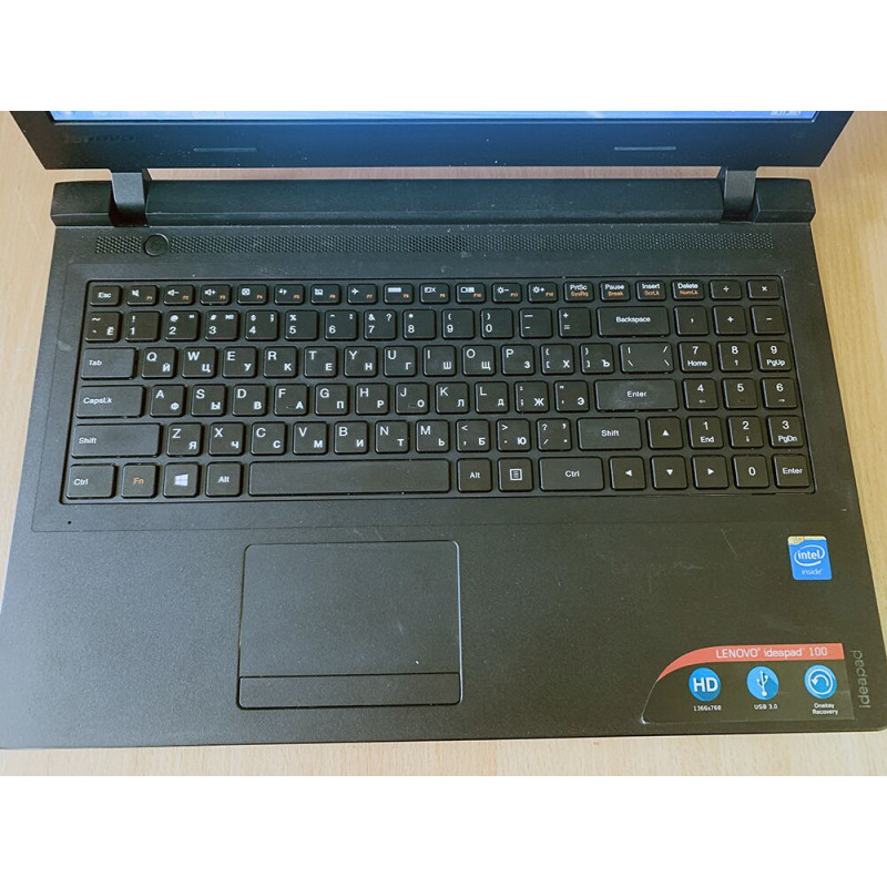 Ноутбук Lenovo 100-15IBY / 15.6" TN / HD 1366*768 / Intel Celeron N2840 2 ядра / DDR3 4Gb / HDD 320Gb / HD Graphics / Wi-Fi / Card-reader / Web-cam, Нет, Lenovo, 15.6", Intel, Интегрированная