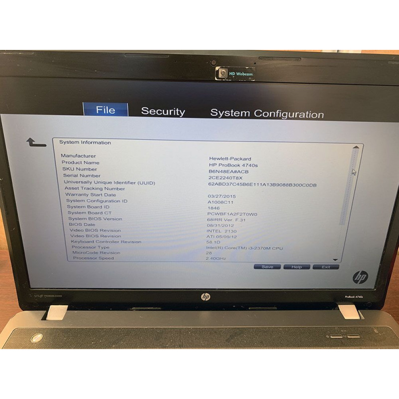 Ноутбук HP Probook 4740s / 17.3" TN / HD+ 1600*900 / Intel i3-2370m 4 ядра / DDR3 6Gb / HDD 500Gb / AMD Radeon HD7650m / Wi-Fi / Card-reader / Web-cam