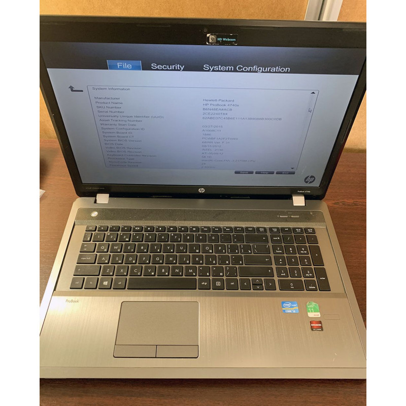 Ноутбук HP Probook 4740s / 17.3" TN / HD+ 1600*900 / Intel i3-2370m 4 ядра / DDR3 6Gb / HDD 500Gb / AMD Radeon HD7650m / Wi-Fi / Card-reader / Web-cam