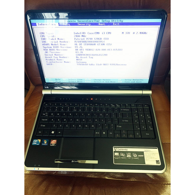 Ноутбук Gateway NV5942u / 15.6" TN / HD 1366*768 / Intel Core i3-370m / DDR3 4Gb / SSD 128Gb / ATI Mobility Radeon HD 5650 (1GB) / Wi-Fi / Card-reader / Web-cam, Да, Gateway, 15.6", Intel, Дискретная