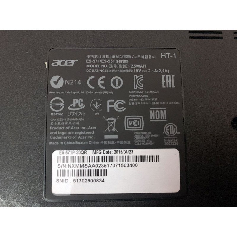 Ноутбук Acer Aspire E5-571P / 15.6" TN / HD 1366*768 / Intel Core i3-5005u / DDR3 4Gb / HDD 500Gb / Intel HD Graphics 5500 / Wi-Fi / Card-reader / Web-cam / Touch Screen, Нет, Acer, 15.6", Intel, Интегрированная