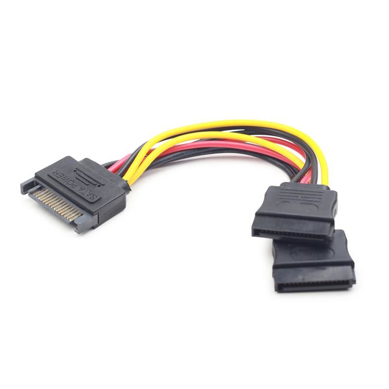 Кабель питания разветвитель Sata (папа) - 2 шт SATA (мама) 0.15 м, Cablexpert CC-SATAM2F-01
