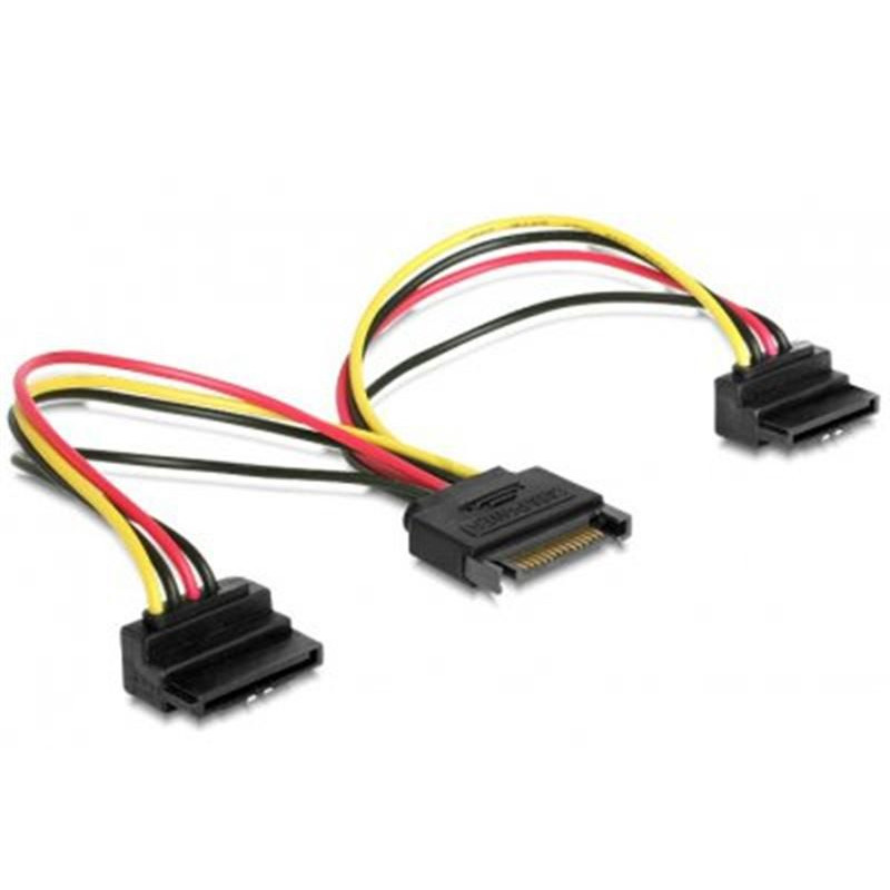 Кабель питания разветвитель Sata (папа) - 2 шт SATA (мама) Угловой 0.15 м, Cablexpert CC-SATAM2F-02