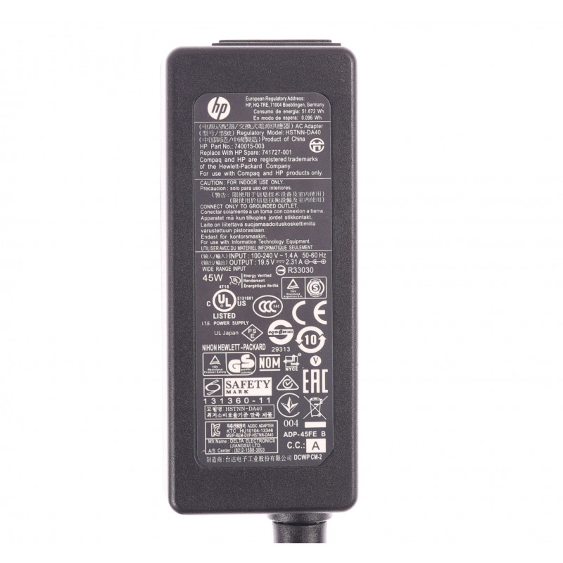 Блок живлення (зарядка) 740015-003, 741727-001 для ноутбука HP 45W (19.5V 2.31A 4.5*3.0мм) Оригінал