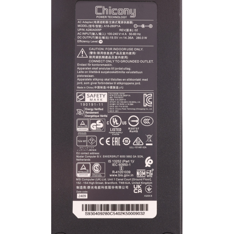 Блок живлення (зарядка) A21-280P1A KP2800H001 для ноутбука Acer 280W 5.5*1.7 мм Оригінал Chicony