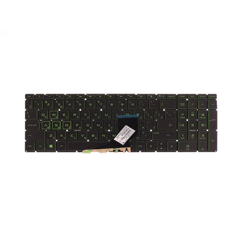 Клавиатура для ноутбука HP Pavilion 15-CX, 15-CE, 15-DK, Gaming 16-A С подсветкой (зеленая) Оригинал Уценка