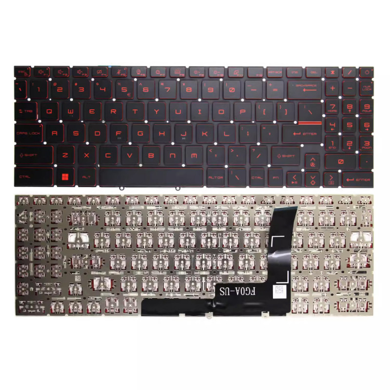 Клавиатура для ноутбука MSI Katana 17 B11U, B11UCX, MS-17L2 Без подсветки (RED) Оригинал