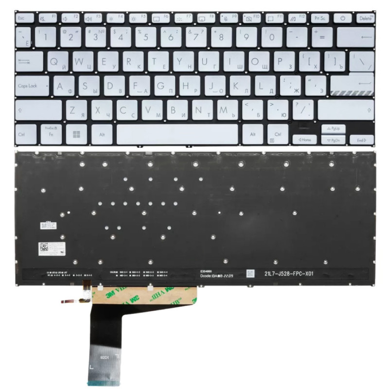 Клавиатура для ноутбука 0KNB0-1607ND00 Asus VivoBook 14 X1402ZA, 14 M1402IA, 14X X1403ZA, 14X M1403QA, VivoBook Go 14 E1404FA Белая С подсветкой