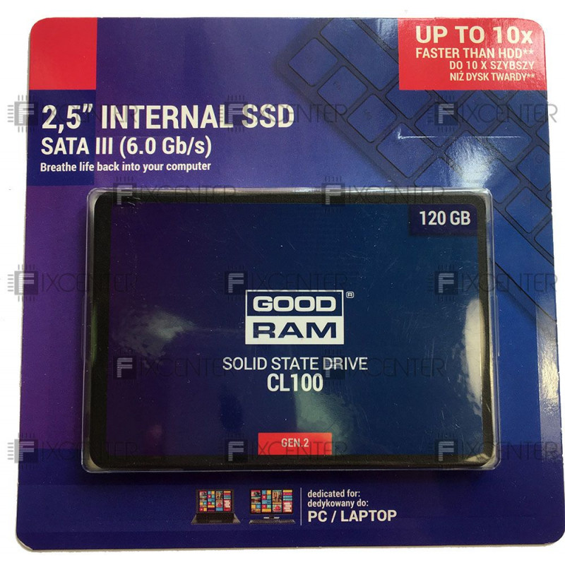 Твердотельный накопитель SSD 120GB GOODRAM CL100 (SATA III, 2.5", 7mm, TLC), 120, TLC, 2.5", SATAIII