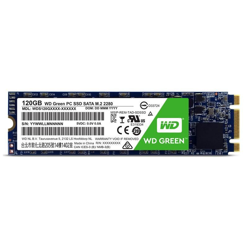 Накопитель SSD 120GB WD Green M.2 2280 SATAIII TLC (WDS120G2G0B), 120, TLC, M.2, SATAIII