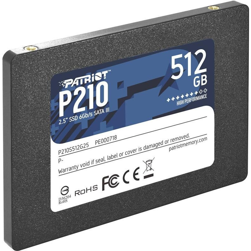 Накопитель SSD 512GB Patriot P210 2.5" SATAIII TLC (P210S512G25), 512, TLC, 2.5", SATAIII