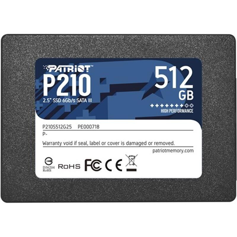 Накопитель SSD 512GB Patriot P210 2.5" SATAIII TLC (P210S512G25), 512, TLC, 2.5", SATAIII