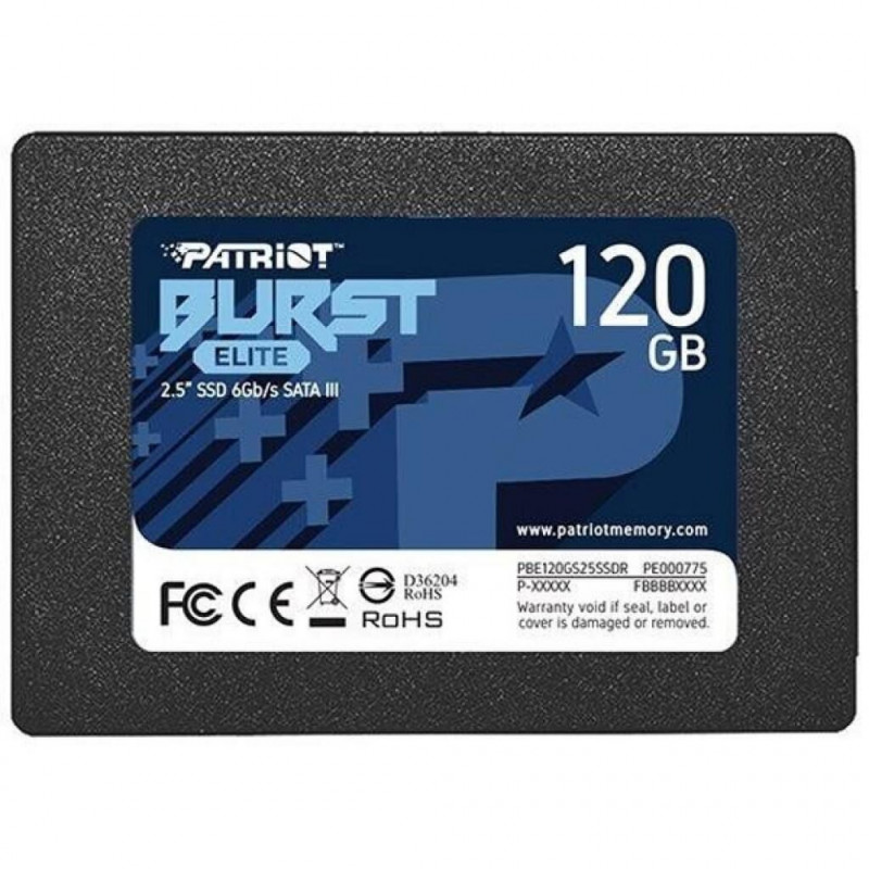 Накопитель SSD 120GB Patriot Burst Elite 2.5" SATAIII TLC (PBE120GS25SSDR), 120, TLC, 2.5", SATAIII