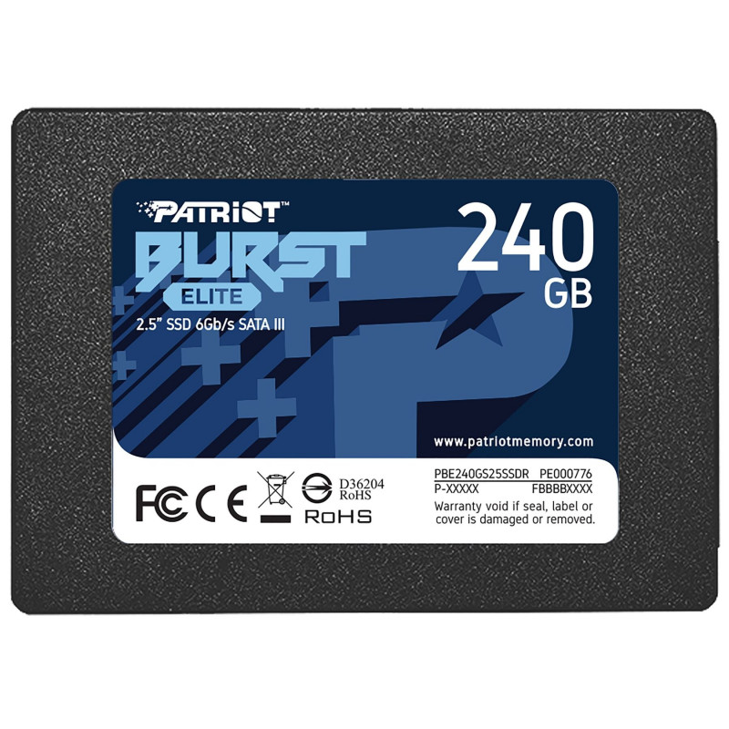 Накопитель SSD 240GB Patriot Burst Elite 2.5" SATAIII TLC (PBU240GS25SSDR), 240, TLC, 2.5", SATAIII