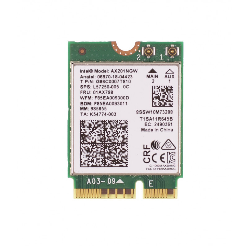 Б/У Wi-Fi модуль (вайфай адаптер) Bluetooth+Wi-Fi адаптер Intel AX201NGW 2,4 GHz/5GHz Bluetooth 5.0